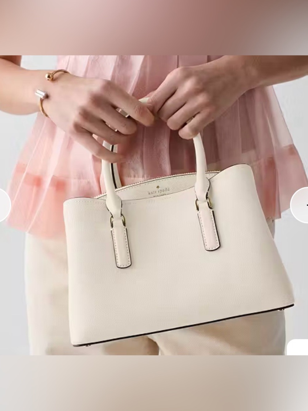 New nwt kate spade Cream Leather Top-Handle Satchel